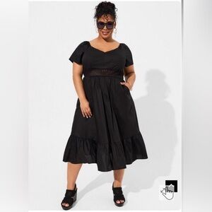 Torrid Poplin Midi Dress with Bow Back